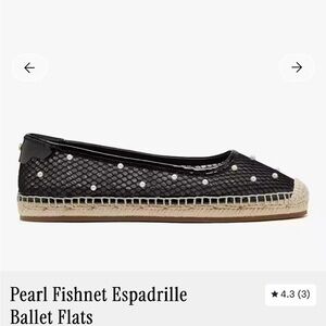 Pearl Black Fishnet Espadrille Flats